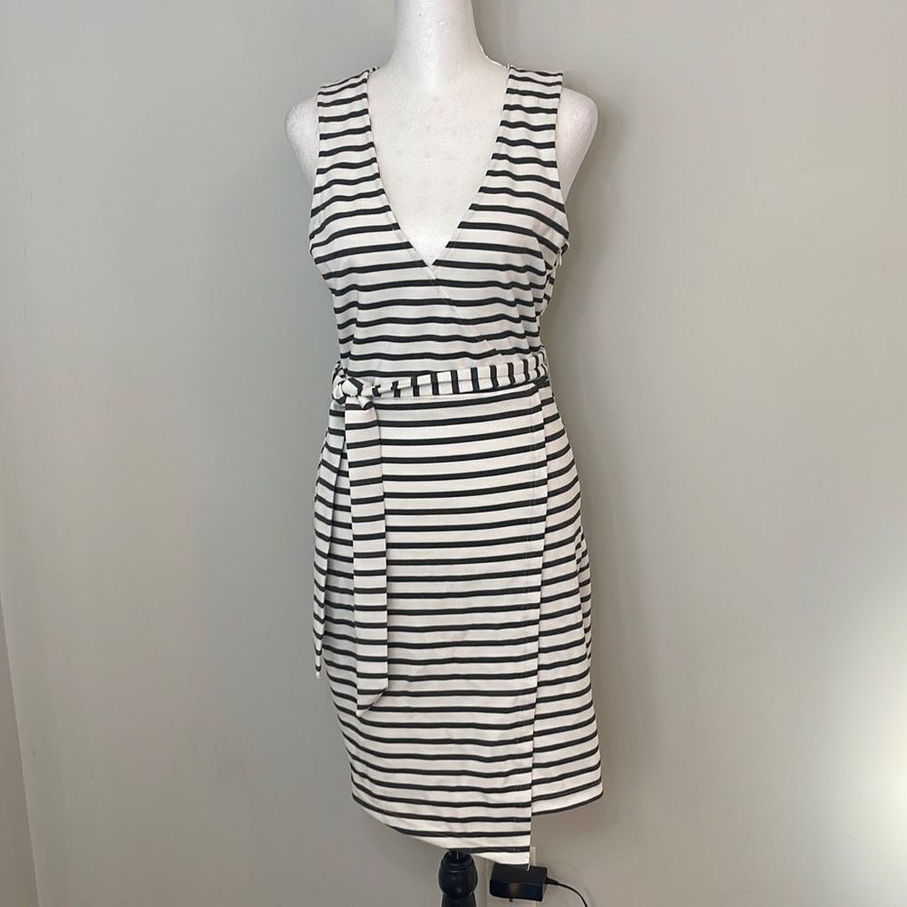 Jack by BB Dakota Women's Racerback Stripe Dress Wrap Mini Tie Waist Black Small